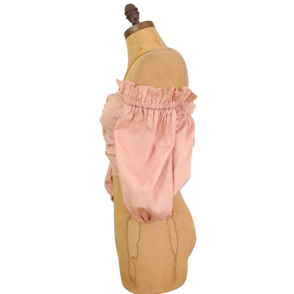 Open Edit Off Shoulder Poplin Blouse Size XS Organic Cotton Pink Smoke NWT B42 - Picture 5 of 5